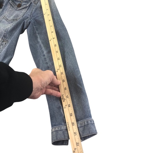 Loft Sz SP Denim Jacket Trucker Short/Crop Medium Wash Casual Classic Boho Chic - Picture 7 of 10